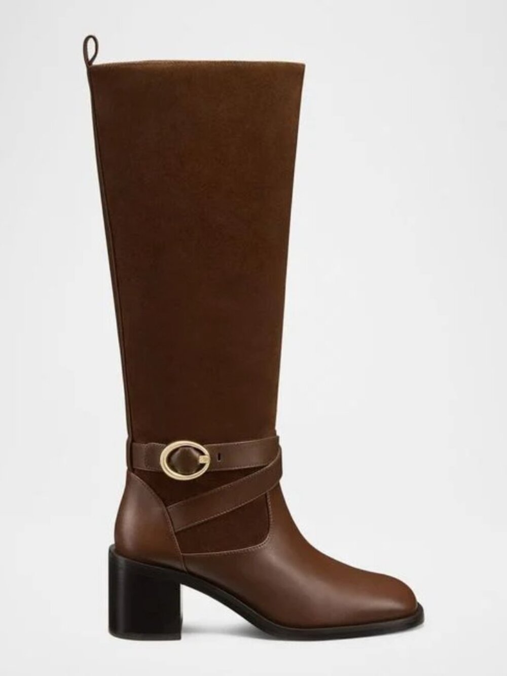 Stuart Weitzman Benni Mixed Media Brown Leather Boots SZ 7.5 NEW